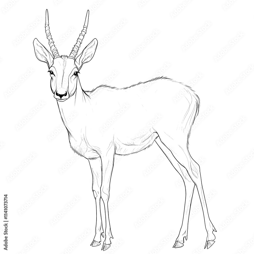 Fototapeta premium Line drawing of a graceful antelope.