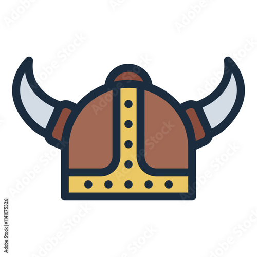 Viking Helmet filled line icon horn helmet warrior