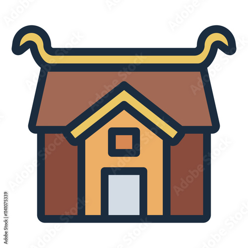 Viking House filled line icon shelter building cabin