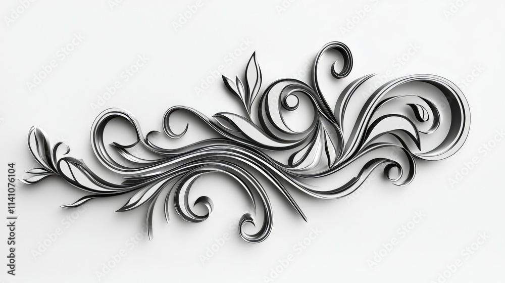 A decorative swirl design featuring intricate floral elements in a sleek, modern style. A decorative swirl design featuring intricate floral elements in a sleek, modern style.
