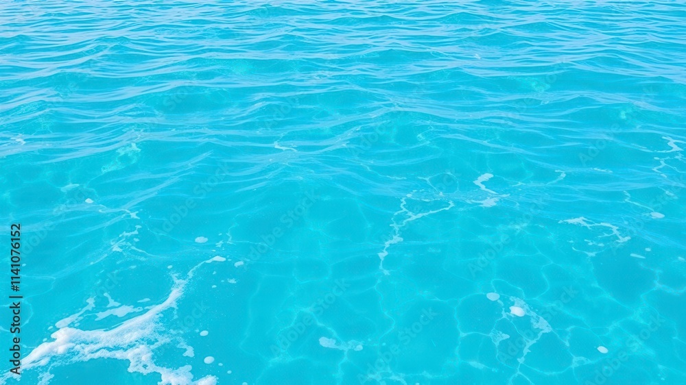 Crystal clear turquoise ocean water with gentle waves and foam, tropical, refreshing, waves Crystal clear turquoise ocean water with gentle waves and foam, tropical, refreshing, waves
