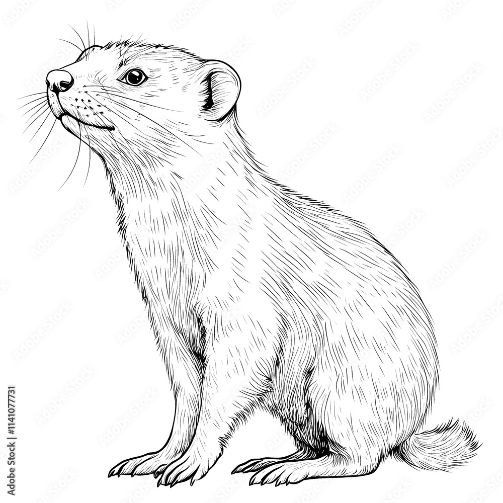 Fototapeta premium Sketch of a cute marmot sitting.