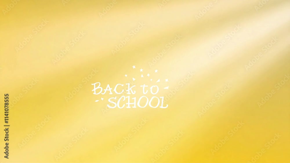 Bright yellow background highlights the joyous feelings of returning to school. A cheerful atmosphere welcomes students for a fresh start and new adventures, back to school inscription, background