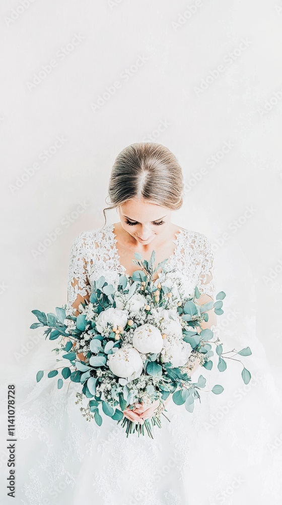 Blush roses and peonies form a romantic wedding bouquet, beautifully isolated on a white backdrop Blush roses and peonies form a romantic wedding bouquet, beautifully isolated on a white backdrop