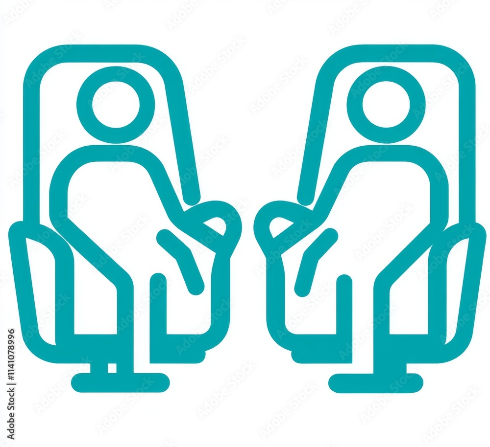 A male and female cartoon character in modern line art style, sitting on a bench, outlined and placed on a white background. A male and female cartoon character in modern line art style, sitting on a bench, outlined and placed on a white background.