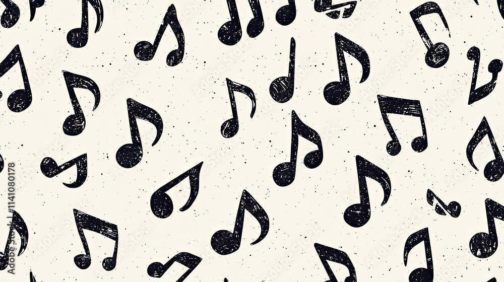 A pattern featuring various musical notes on a light background. A pattern featuring various musical notes on a light background.