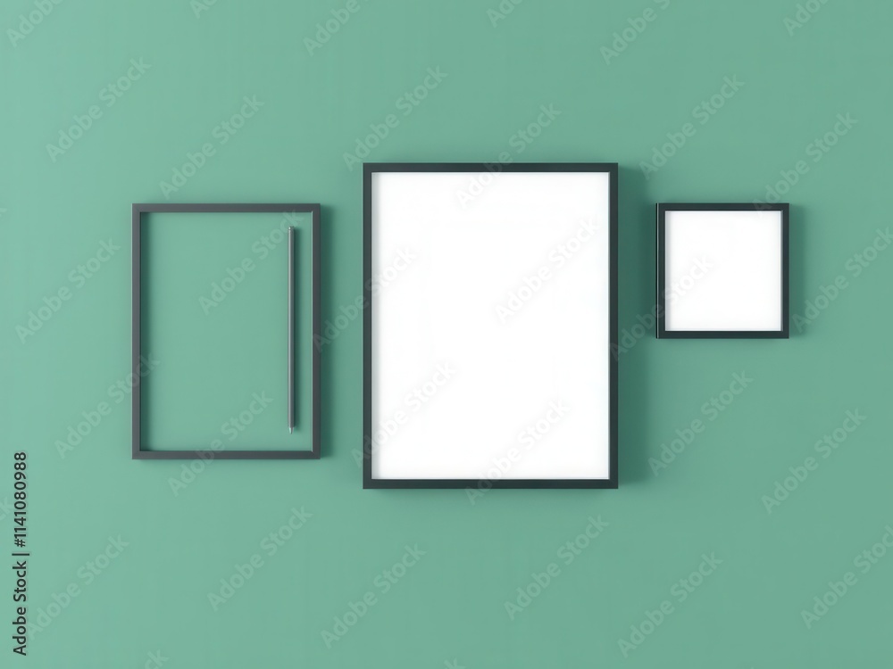 A mockup of a photo frame gallery wall showcasing various frame styles and sizes, home decor, mock-up A mockup of a photo frame gallery wall showcasing various frame styles and sizes, home decor, mock-up