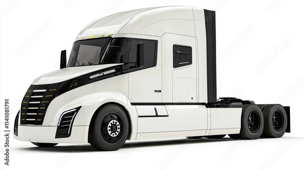 A modern white semi-truck designed for transportation and logistics. A modern white semi-truck designed for transportation and logistics.