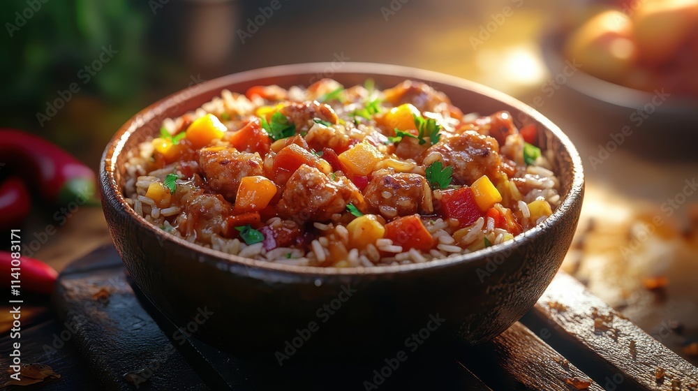 A bowl of food with meat and vegetables