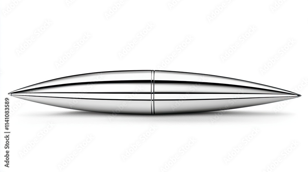 A sleek, metallic object resembling a futuristic capsule or device. A sleek, metallic object resembling a futuristic capsule or device.