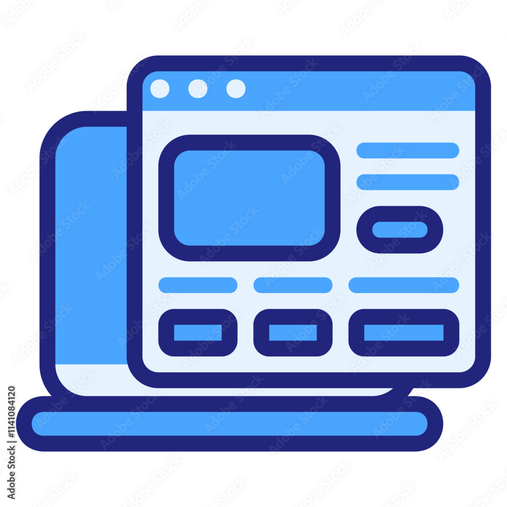 Website blue filled outline style icon Website blue filled outline style icon