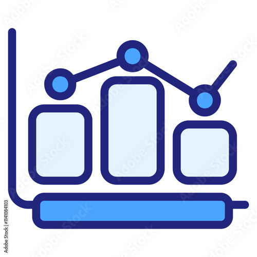 Statistics blue filled outline style icon