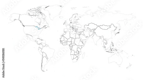 Wallpaper Mural World political map in shades of blue and white, vector illustration, world, white, cartography Torontodigital.ca