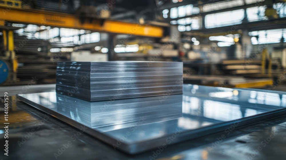 Close-up view of several sheets of processed glass stacked neatly. Close-up view of several sheets of processed glass stacked neatly.