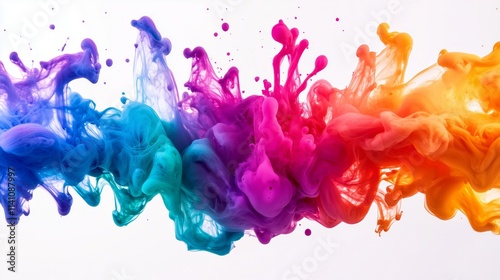 Colorful Ink Explosion with Vibrant Movement and Swirling Patterns Background - Made with Generative AI photo