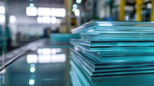 Wallpaper Mural Close-up view of several sheets of processed glass stacked neatly. Torontodigital.ca