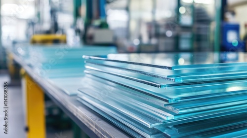 Wallpaper Mural Close-up view of several sheets of processed glass stacked neatly. Torontodigital.ca