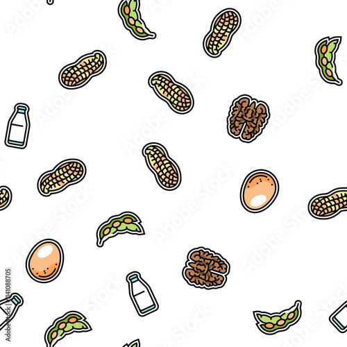 allergen product food free vector seamless pattern thin line illustration
