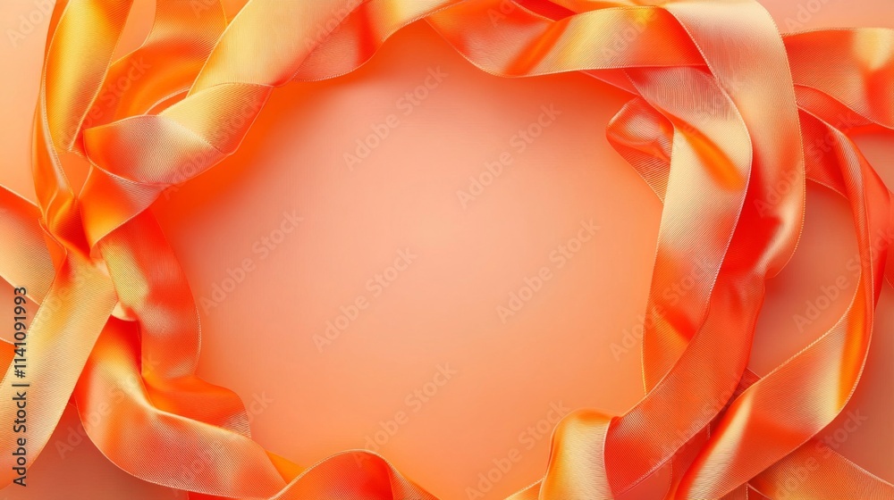 Orange Satin Ribbons Forming a Circular Frame