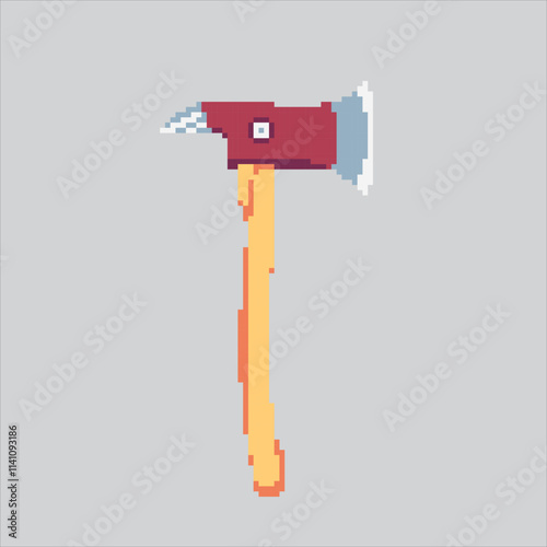 Pixel art illustration Climbing. Pixelated Firefighter Ladder. Firefighter Climbing Iron Wooden Ladder icon pixelated for the pixel art game and icon for website and video game. old school retro.