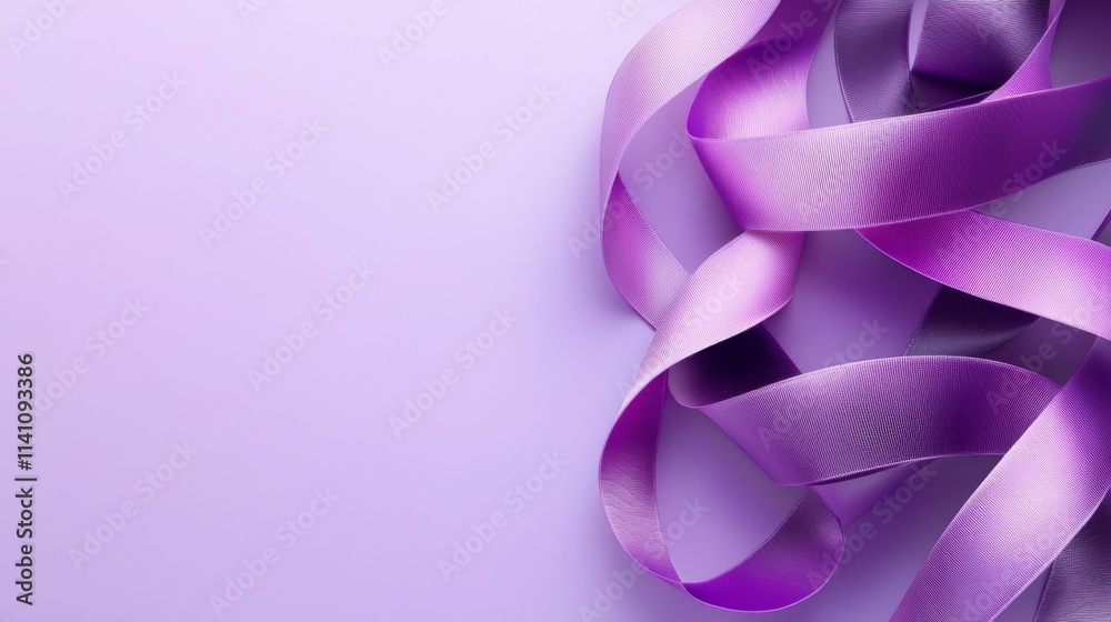 Elegant Purple Ribbon Curls on Lavender Background Elegant Purple Ribbon Curls on Lavender Background