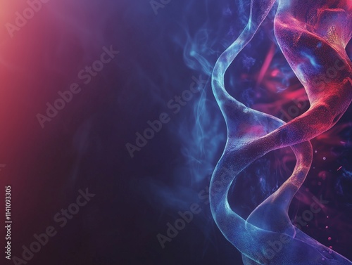 Abstract Science atoms and molecules. View of Human Genome Structure on Dark Background