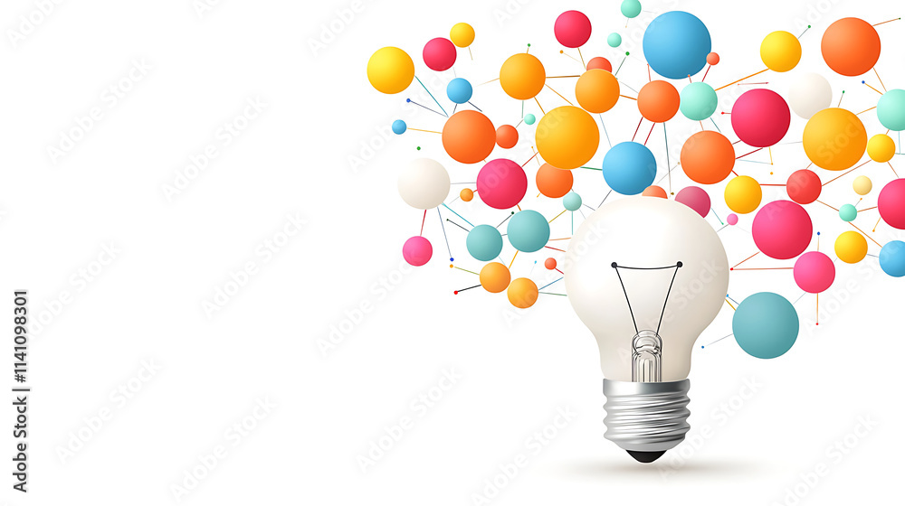 Light bulb with colorful connected dots representing ideas and insights. This vibrant image symbolizes creativity and innovation Light bulb with colorful connected dots representing ideas and insights. This vibrant image symbolizes creativity and innovation