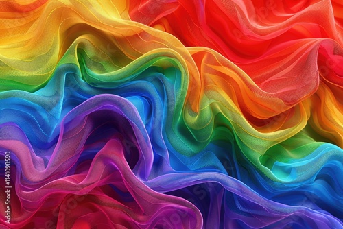 Fabric wavy colorful Rainbow LGBT pride flag background.