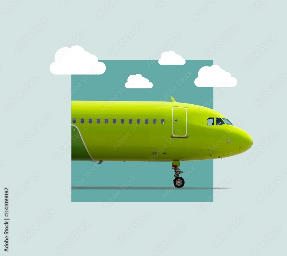 Fototapeta premium 2025 new year begins, fly plane on road