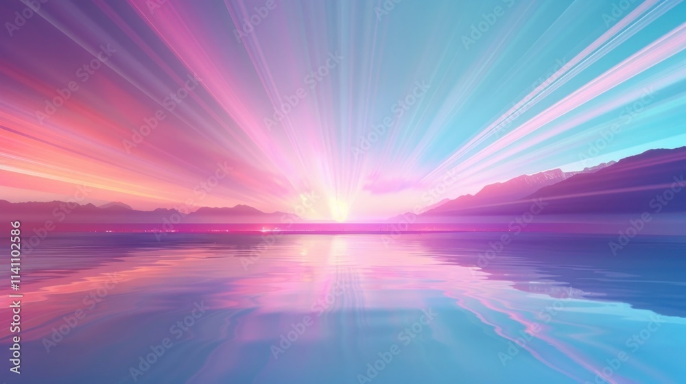 Stunning sunset landscape with a mesmerizing reflection over a serene lake or ocean creating a captivating display of vibrant colors dramatic lighting and a peaceful atmospheric ambiance Stunning sunset landscape with a mesmerizing reflection over a serene lake or ocean creating a captivating display of vibrant colors dramatic lighting and a peaceful atmospheric ambiance