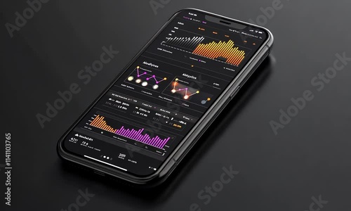 Smartphone Displaying Dark-Themed Financial Data and Graphs photo