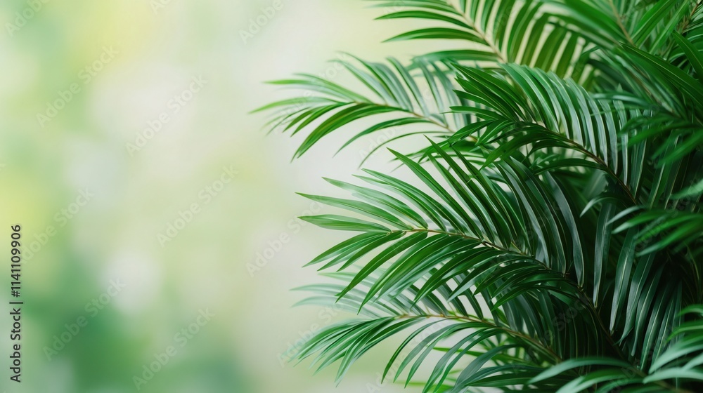 Elegant Palm Leaves on a Soft Green Background, Green golden cane palm in home decor concept. Elegant Palm Leaves on a Soft Green Background, Green golden cane palm in home decor concept.