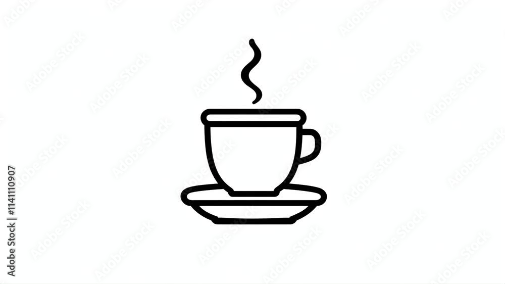 Black and White Coffee Cup Logo Appearing, Minimalist Animation, Simple Design for Cafes and Coffee Brands Black and White Coffee Cup Logo Appearing, Minimalist Animation, Simple Design for Cafes and Coffee Brands