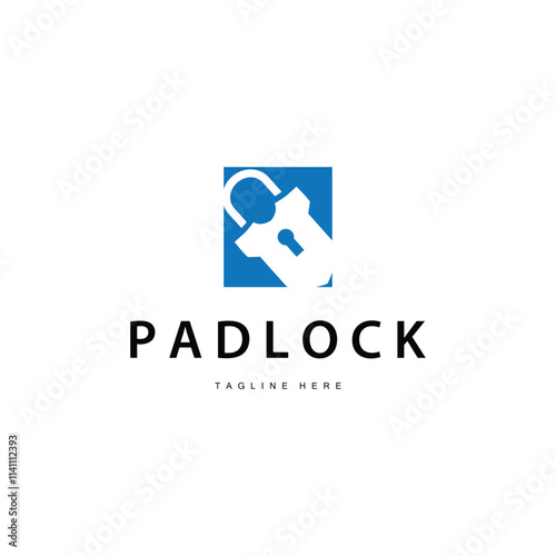 black silhouette padlock logo security illustration with simple shape design template