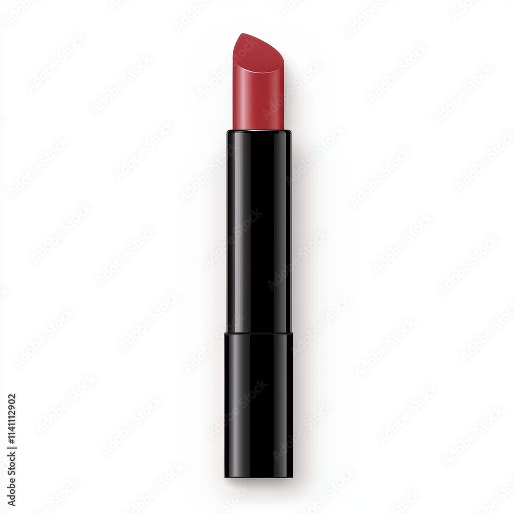 Red Lipstick in Black Tube on White Background for Beauty Promotion Red Lipstick in Black Tube on White Background for Beauty Promotion