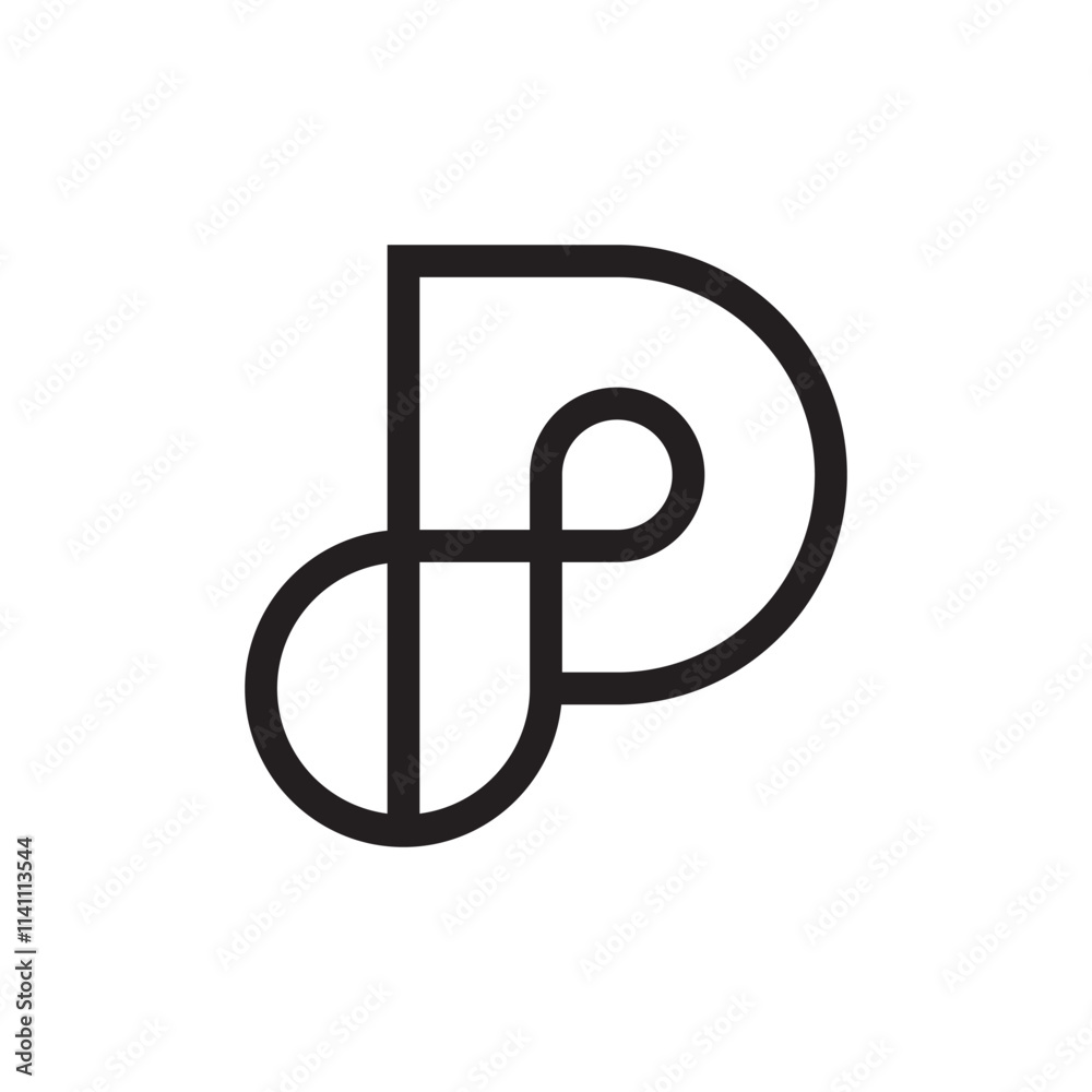 Letter P infinity minimalist line logo Letter P infinity minimalist line logo