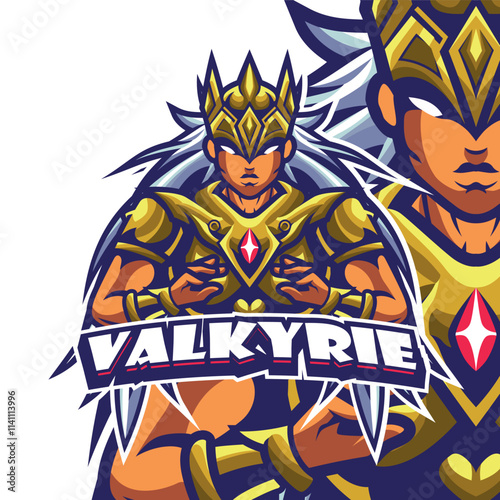 Valkyrie wings mascot Logo template