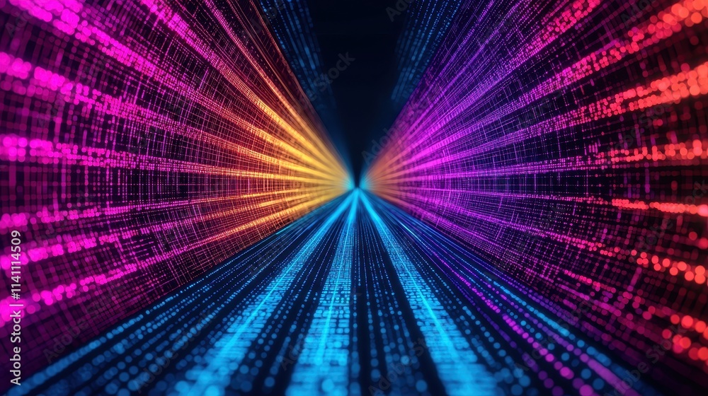 Vibrant Digital Lines Creating Depth in Abstract Colorful Tunnel Vibrant Digital Lines Creating Depth in Abstract Colorful Tunnel