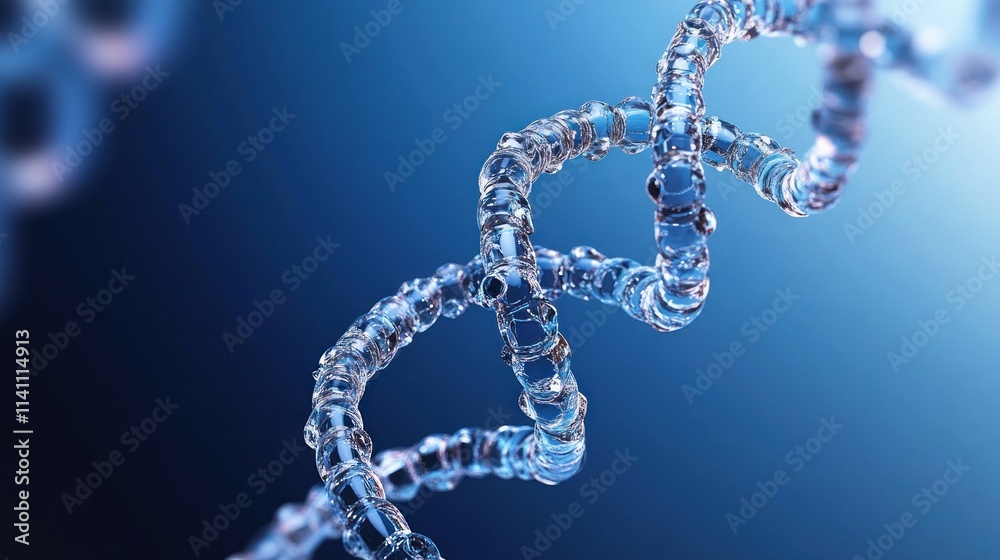 Abstract DNA helix strand. Scientific concept of genetics, biotechnology and research Abstract DNA helix strand. Scientific concept of genetics, biotechnology and research