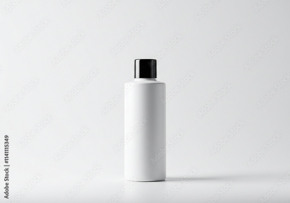 A blank product shot of a sleek bottle, centered on a white seamless background, captured with professional studio lighting that creates soft shadows and clean reflections A blank product shot of a sleek bottle, centered on a white seamless background, captured with professional studio lighting that creates soft shadows and clean reflections