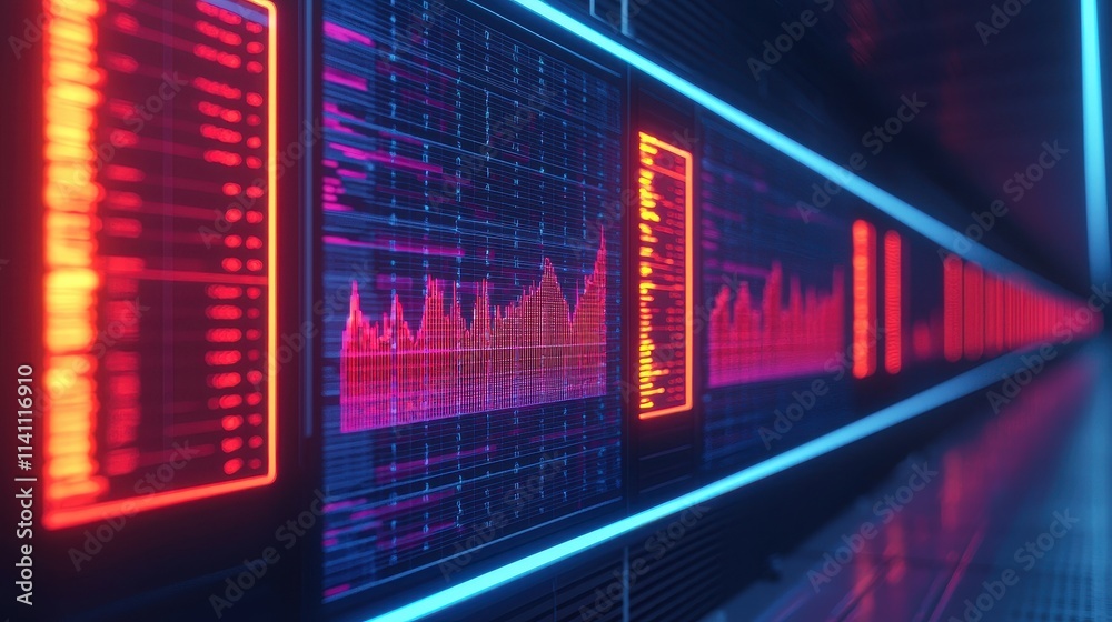 Fototapeta premium Futuristic Data Visualization with Colorful Graphs in a Digital Space
