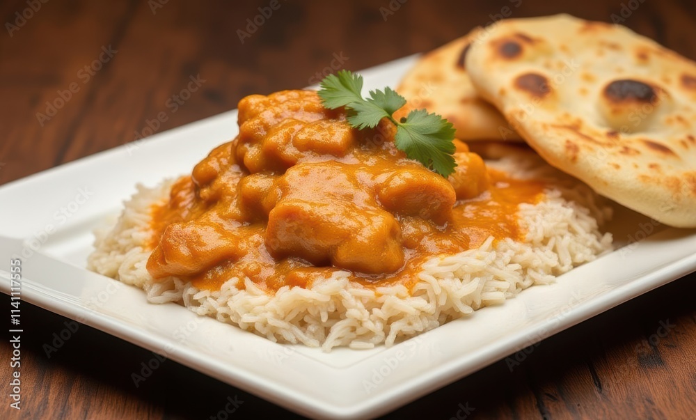 Delicious Chicken Curry with Rice and Naan Delicious Chicken Curry with Rice and Naan