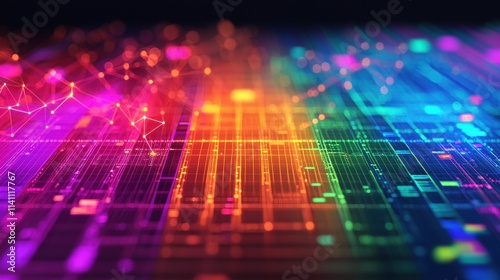 Colorful Abstract Digital Background with Bright Light Patterns