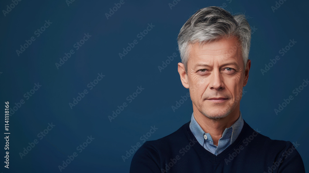 Obraz premium Capture the charm of a distinguished, greyhaired freelancer exuding confidence and creativity in his relaxed workspace.