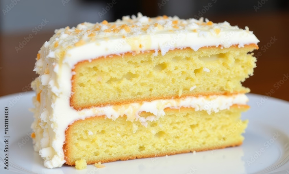 Delicious layered yellow cake slice Delicious layered yellow cake slice