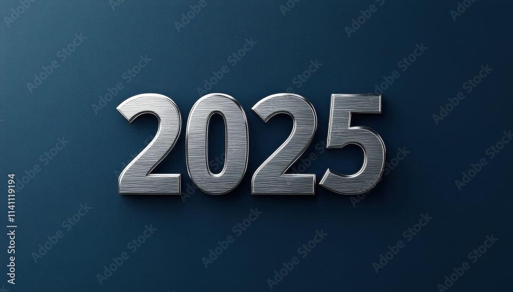 Metallic Silver Two Thousand Twenty Five on Dark Blue Metallic Silver Two Thousand Twenty Five on Dark Blue