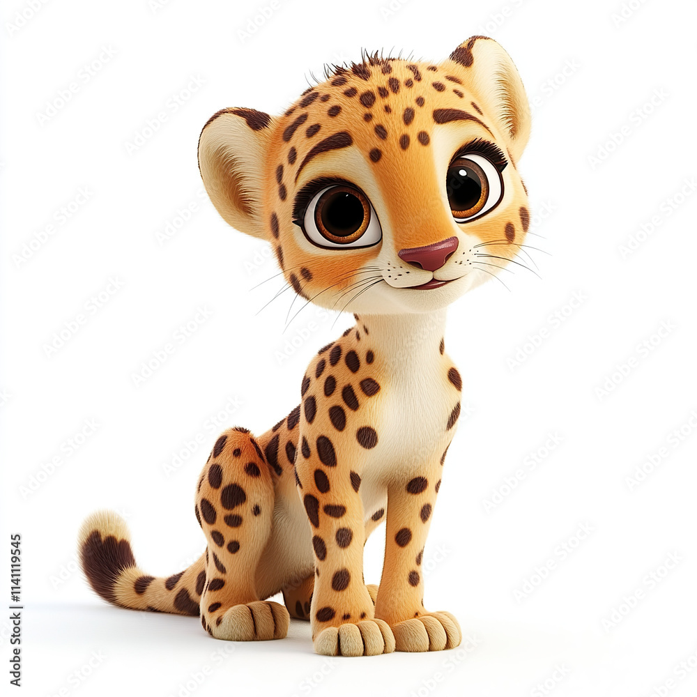 cheetah, cheetah cub, cheetah wildlife, cheetah cat on white background, 3D cartoon cheetah, cheetah cub, cheetah wildlife, cheetah cat on white background, 3D cartoon