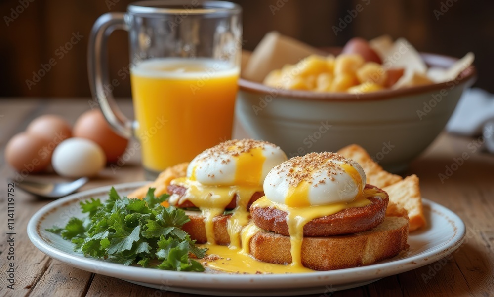 Delicious breakfast with eggs and toast Delicious breakfast with eggs and toast