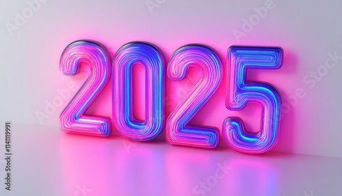 Neon Number Two Thousand Twenty Five Design