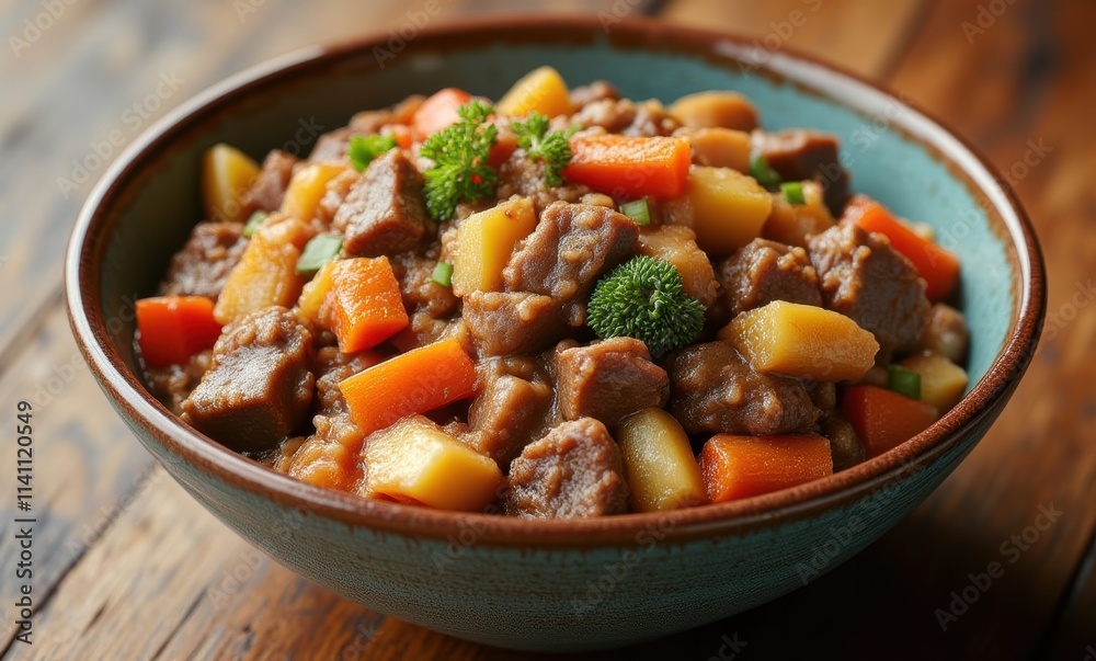 Hearty beef stew with colorful vegetables Hearty beef stew with colorful vegetables